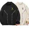 Tops de otoño e invierno con cuello semi-alto, forro polar de doble cara, capa interior ajustada de negocios, camiseta base cálida, camiseta de manga larga para hombre