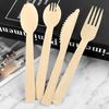 Faca de bambu descartável, garfo e colher pacote independente Ecologicamente correto Degradável Tableware Bolo Bambu Sobremesa Garfo Colher Bife Faca e Garfo