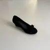 Zapatos de cuña Mary Jane de corte bajo y punta redonda para mujer 2026 Otoño/Invierno Nuevo Diseño Lazo Atmósfera Sencilla Zapatos