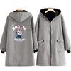 Otoño e Invierno Cálido Ropa Exterior Moda con Forro Polar Espesado Monos de Manga Larga Delantal de Cocina Anti-suciedad para Mujer Ropa de Trabajo Chaqueta Estampada