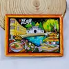 Serie YunnanAtracciones Culturales y Creativas ÚnicasXishuangbannaCiudad TurísticaSouvenirImanes de Refrigerador de Madera
