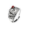 Anel de poker estilo europeu e americano retrô de prata tailandesa com diamante rosa amor para homens e mulheres personalidade design de nicho anel versátil