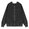 Sudadera con capucha y cremallera lavada con patrón de estrellas desgastadas para hombre, chaqueta retro de alta calle americana de corte holgado personalizada