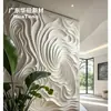 Pared de fondo con relieve tridimensional de remolino GRG para sala de estar de villa, pared de arte de superficie curva irregular hecha a medida