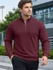 Suéter de punto para hombre Amazon transfronterizo con patrón jacquard texturizado, sudadera casual de manga larga con cuello Henley de media cremallera Otoño/Invierno