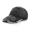 Boné de Baseball Vintage Desgastado em Jeans para Homens e Mulheres, Borda Crua Rasgada, Chapéu Estilo Bico de Pato Retrô, Chapéu de Sol de Verão para Proteção Solar para Homens
