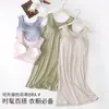 Vestido Longo Polly Jia Fox Feminino Sem Mangas Peça Única Anti-impacto Tamanho Grande com Bojo Para Usar por Cima Roupa de Casa Camisola