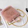 Bolso de Mano de Piel Sintética de Visón para Otoño e Invierno, Bolso de Hombro Cruzado de Gran Capacidad a la Moda, Bolso de Cadena de Color Sólido de Alta Gama para Mujer