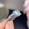 Anillo de Piedra de Uva Natural, Fluorescente Tipo Hielo, Limpio como el Cristal, Incrustado de Precisión en Plata 925, Piedra Principal 9mm