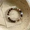 Pulsera de Cuentas de Madera Natural y Piedras Preciosas Suaves Rose Latte Simple Versátil para Uso Diario Muestra Temperamento Disponible al por Mayor