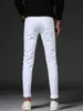 Calças jeans brancas para homens 2023 slim fit rasgadas jeans masculinos para adolescentes calças skinny elásticas peça única atacado
