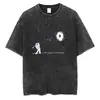 Camiseta Masculina de Algodão Puro Pesado Manga Curta Estilo Retro Americano, Casual de Verão Solta Tendência Oversize Lavada Vintage