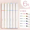 Deli Resaltador de Color Macaron de 6 Colores Fila Ligera Oficina Estudiante Universal Varilla Redonda Llamativo Marcador Clave