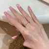 Anel de Banda Larga Escovado Retro com Diamantes Cintilantes Textura Retrô Estilo Vintage Design de Nicho Luxo Leve Ajustável Estilo Japonês e Coreano