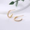 Aretes de Diseño de Personalidad Ins Europeo y Americano Moda Zircón Acero de Titanio Aretes Chapados en Oro de 18K Hip Hop Tipo C