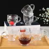Taza de Café de Vidrio Estilo Europeo Paquete de 6 Vidrio Doméstico con Asa Juego de Tazas para Té con Leche Regalo de Celebración para Tienda