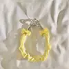 Pulseira Plissada Listrada com Laços Duplos Estilo Ins para Celular com Corrente e Pingente para Mulheres