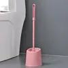 Escova de Limpeza de Banheiro Plástica da Moda com o Mesmo Design, Multifuncional, Sem Cantos Mortos, Escova Doméstica de Cerdas Macias com Cabo Longo e Base, Escova Combo