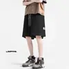 Shorts de Waffle Personalizados Calças Finas de Verão Casuais Calças Médias Tendência Masculina Soltas Americanas Esportivos Pesados Cinco