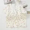 Pijama de Verano de Moda para Mujer 2026 Algodón Nube Manga Corta Shorts Estilo Princesa Dulce Cuello Cuadrado Ropa de Casa para Usar al Aire Libre
