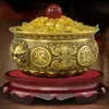 Ornamento Tigela de Tesouro de Cobre com Orelhas de Leão de Cobre Puro para Atrair Riqueza, Entrada da Sala de Estar Oito Morcegos Atraindo Riqueza Pote de Arroz de Latão para Economizar Dinheiro