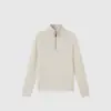 Suéter de Otoño 2025 Estilo Old Money ~ Suéter Superior de Punto Trenzado Lana Cachemira con Cuello Medio Cremallera para Mujer