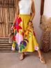 AliExpress 2024 Amazon Novo Vestido Longo Estampado Vintage Posicionamento Moda Elegante Flor Tropical Feminino