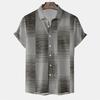 Camisa masculina de verão vintage manga curta roupas Harajuku camisa casual masculina solta diária camiseta lapela botão
