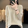 Suéter de Punto Cálido de Lana Fina Transfronteriza 2025 Otoño e Invierno Nuevo para Mujer, Cuello en V, Bloques de Color, Falso Dos Piezas, Jersey de Manga Larga