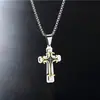 Pingente de Caveira e Cruz em Aço Inoxidável Aço Titânio Masculino e Feminino Hip-Hop Retrô Personalizado Moda de Rua Colar Longo