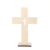 Cruz de Madeira Transfronteiriça Ornamento de Artesanato de Páscoa DIY Pequena Mesa Batismal Decoração de Casa Placa de Madeira Cruz