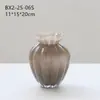 Florero Magnético de Vidrio Gris Chocolate Estilo Francés Vintage con Borde de Hoja de Loto, Decoración de Flores para el Hogar Hidropónica de Lujo de Gama Alta