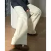 Jeans Blancos Crudos Estilo Americano Talla Grande para Mujer, Primavera y Otoño, para Figuras Curvilíneas, Pantalones Rectos de Pierna Ancha Holgados de Cintura Alta Adelgazantes