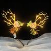 Nuevo Navidad con luces astas Navidad diadema de astas luminosas alce accesorios para el cabello luces intermitentes hada de las flores venta al por mayor