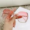 Nuevas gafas de sol sin montura con borde de diamante, tendencia de moda coreana, gafas de montura grande, gafas de película oceánica, gafas de influencer, venta al por mayor