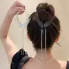 Novo Estilo Chinês Novo Clipe de Cabelo Bola de Flores Feminino Asas Borla Fivela de Rabo de Cavalo Parte de Trás da Cabeça Adorno de Cabelo