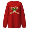 Suéter navideño transfronterizo con estampado de alce navideño, manga larga, talla grande europea y americana, forro polar, suéter navideño arcoíris para mujer
