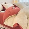 Juego de Cama de Algodón Cepillado Casual de Cuatro Piezas Algodón Puro Nueva Ropa de Cama Otoño e Invierno Sábanas Funda de Edredón Individual Juego de Sábanas Ajustables de Tres Piezas