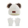 Amazon Transfronterizo Gorro de Punto para Niños Otoño e Invierno Set de Dos Piezas Gorro de Lana Gorro con Pompón Gorro Engrosado Cálido a Prueba de Viento