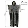 Adorno Colgante de Calavera de Gasa Desgastada y Deshilachada con Cadena de Hierro Araña Halloween Jardín Entrada Prop Colgante Aterrador Venta al por Mayor