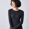 Suéter feminino de alta qualidade, sem costura, de uma linha, 100% lã, texturizado, slim fit, para outono e inverno, gola redonda, em camadas, para usar como base