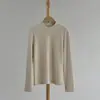 Camisa de Cuello Alto de Lana Tencel de Alta Calidez26 Invierno Nuevo Polar de Doble Cara Color Sólido Cuello Semi Alto Camisa Térmica Base para Mujer