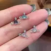 Aretes Saturno de Diamantes de Colores Únicos con Cierres Planos de Rosca, Versátiles Aretes para Hélice