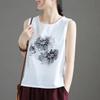 # 801 Camisola de Algodón y Lino de Verano para Mujer, Estilo Retro Artístico, Talla Grande, Prendas Exteriores Sueltas, Camiseta Base