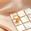 Anillos de Acero de Titanio Europeos y Americanos de Moda con Diseños Geométricos de Plantas, Frutas, Fresas, Espigas de Trigo y Estrellas de Cinco Puntas, Anillos Abiertos Ajustables