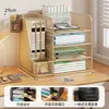 Prateleira de Armazenamento para Classificação de Assuntos Porta-livros de Mesa Estante em Camadas Porta-arquivos de Mesa para Estudante Prateleira de Armazenamento de Livros Uso Doméstico