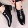 Zapatos de Cuero Nuevos Zapatos de Vestir de Negocios para Hombre Zapatos Coreanos para Hombre Juveniles Talla Grande Punta Resistentes al Desgaste Transpirables Casuales Zapatos de Boda