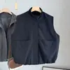 Otoño 2026 Nuevo Estilo Europeo y Americano Retro Ropa de Trabajo Cuello Alto Sin Mangas Casual Corto Chaleco para Mujer Top Casual Versátil