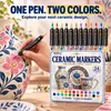 Set de marcadores acrílicos de doble punta transfronterizos, 24 colores, para pintar cerámica, piedra, vidrio y madera, plumas para pintura a mano DIY y graffiti