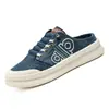 Zapatos de Lona para Hombre de Media Apertura sin Cordones para Exteriores, para Viajar al Trabajo, Cómodos, Versátiles, Fáciles de Poner, Zapatos Perezosos, Suela Gruesa, Zapatos Casuales para Estudiantes